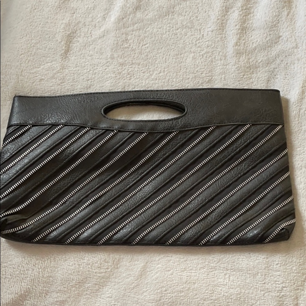 Black and silver clutch bag